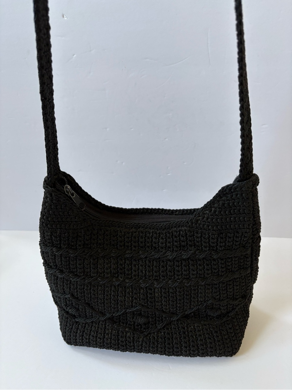 Black Crochet Purse Shoulder Bag Boho Knit Y2K Coastal Fair Festival Resort